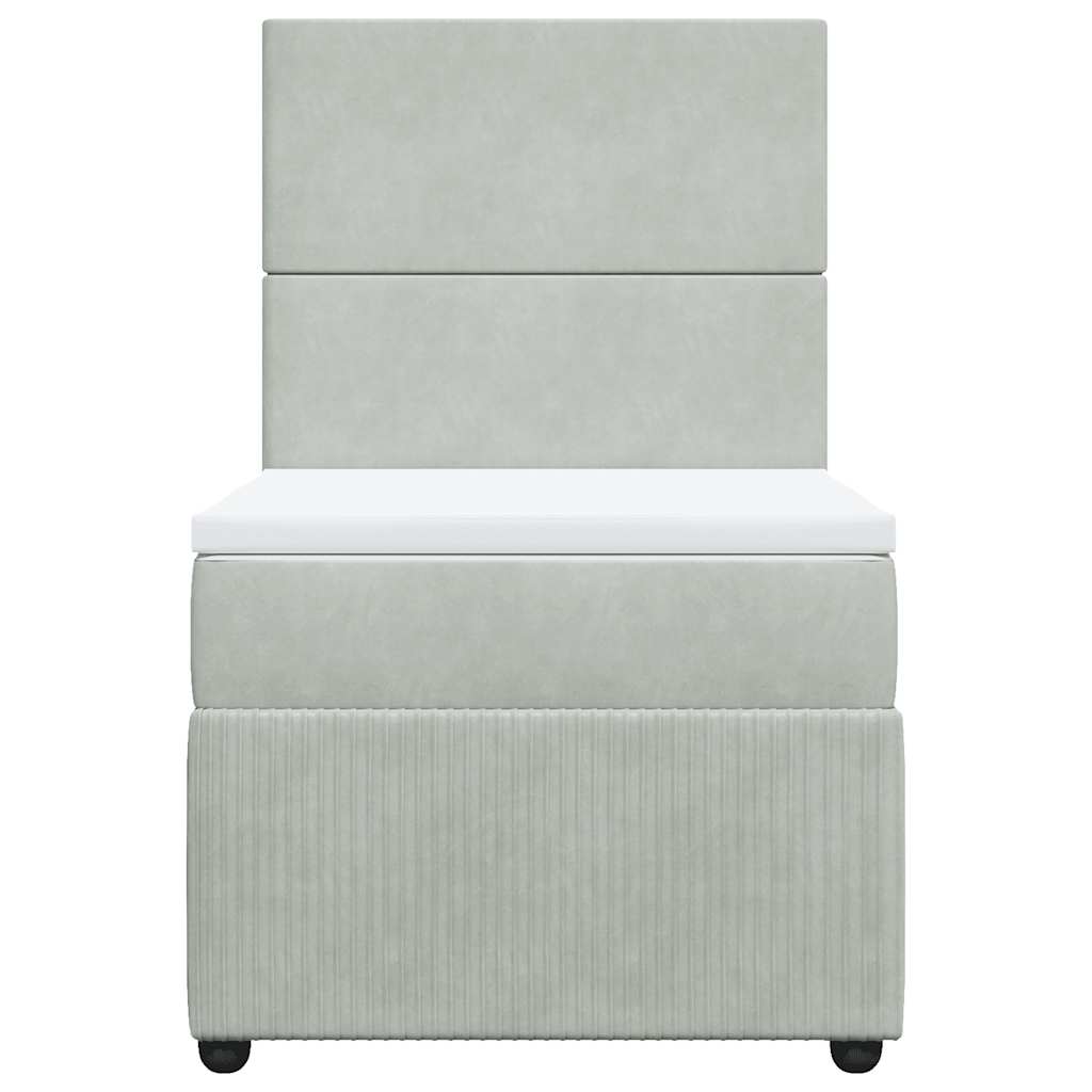 Box spring krevet s madracem svjetlosivi 100x200 cm baršunasti
