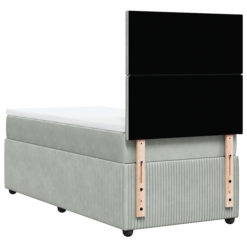 Box spring krevet s madracem svjetlosivi 100x200 cm baršunasti