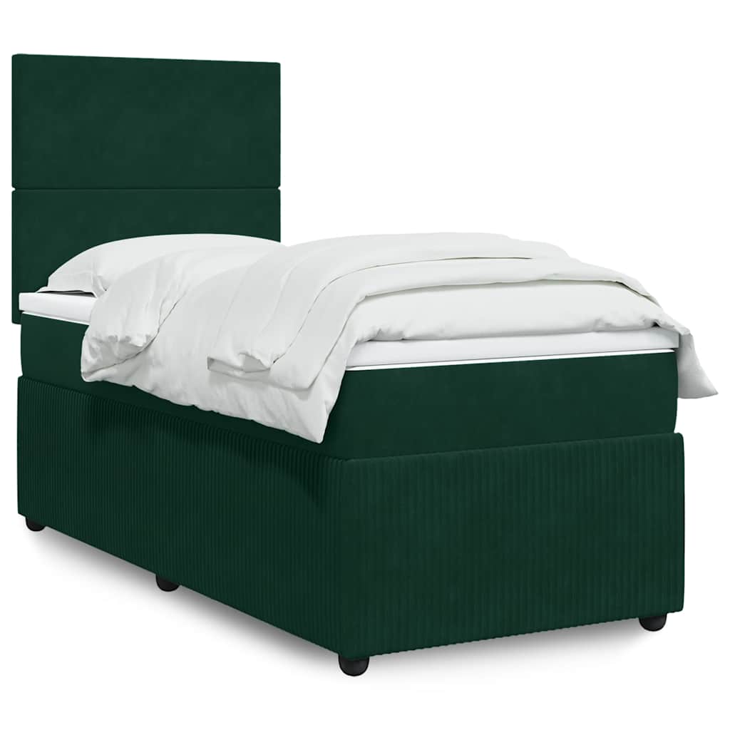 Box spring krevet s madracem tamnozeleni 100x200 cm baršunasti