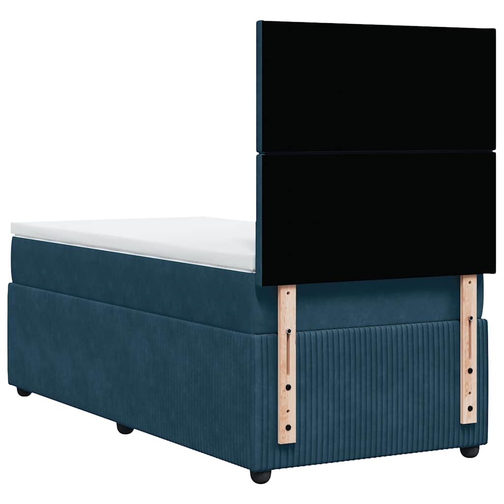 Box spring krevet s madracem plavi 100x200 cm baršunasti