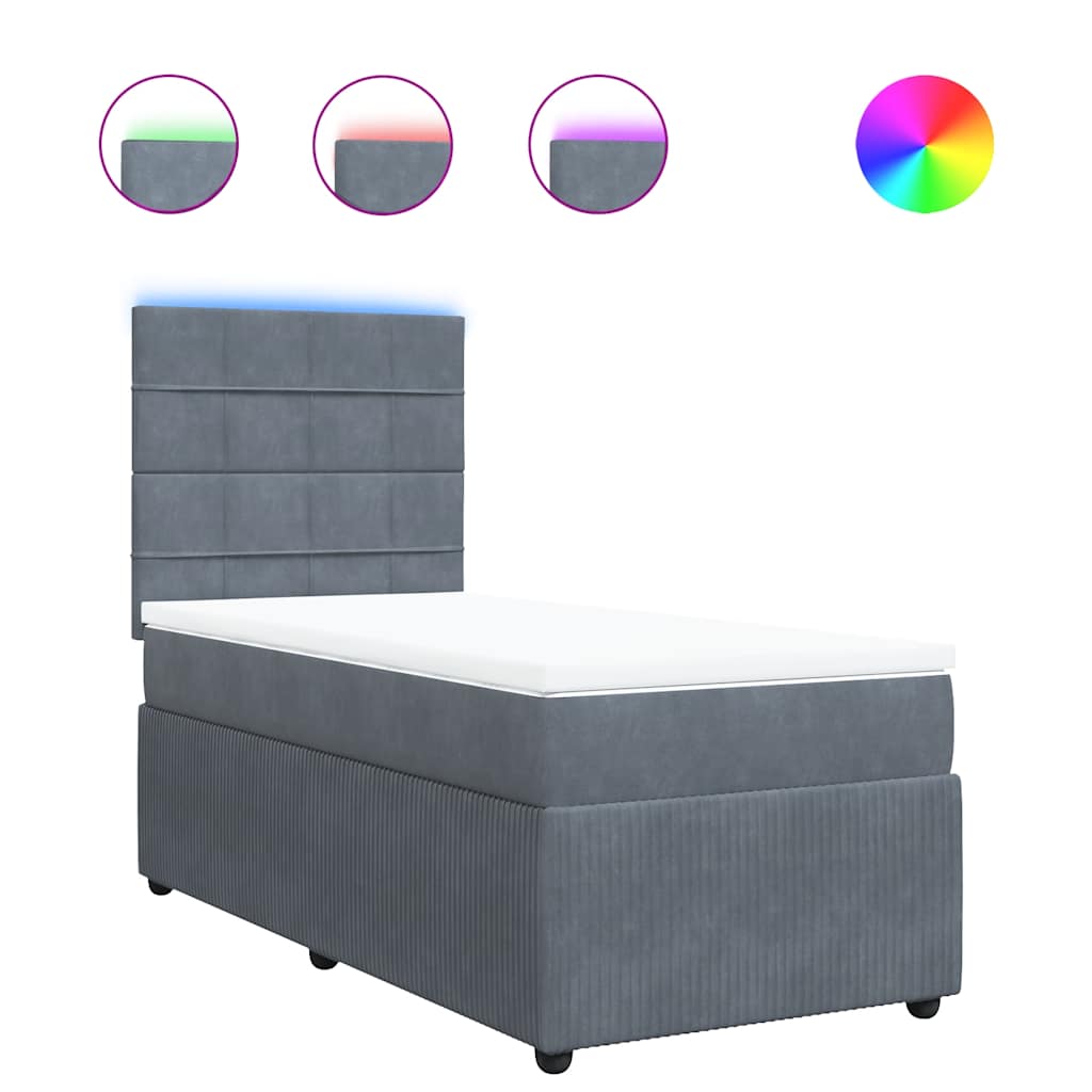 Box spring krevet s madracem tamnosivi 100x200 cm baršunasti