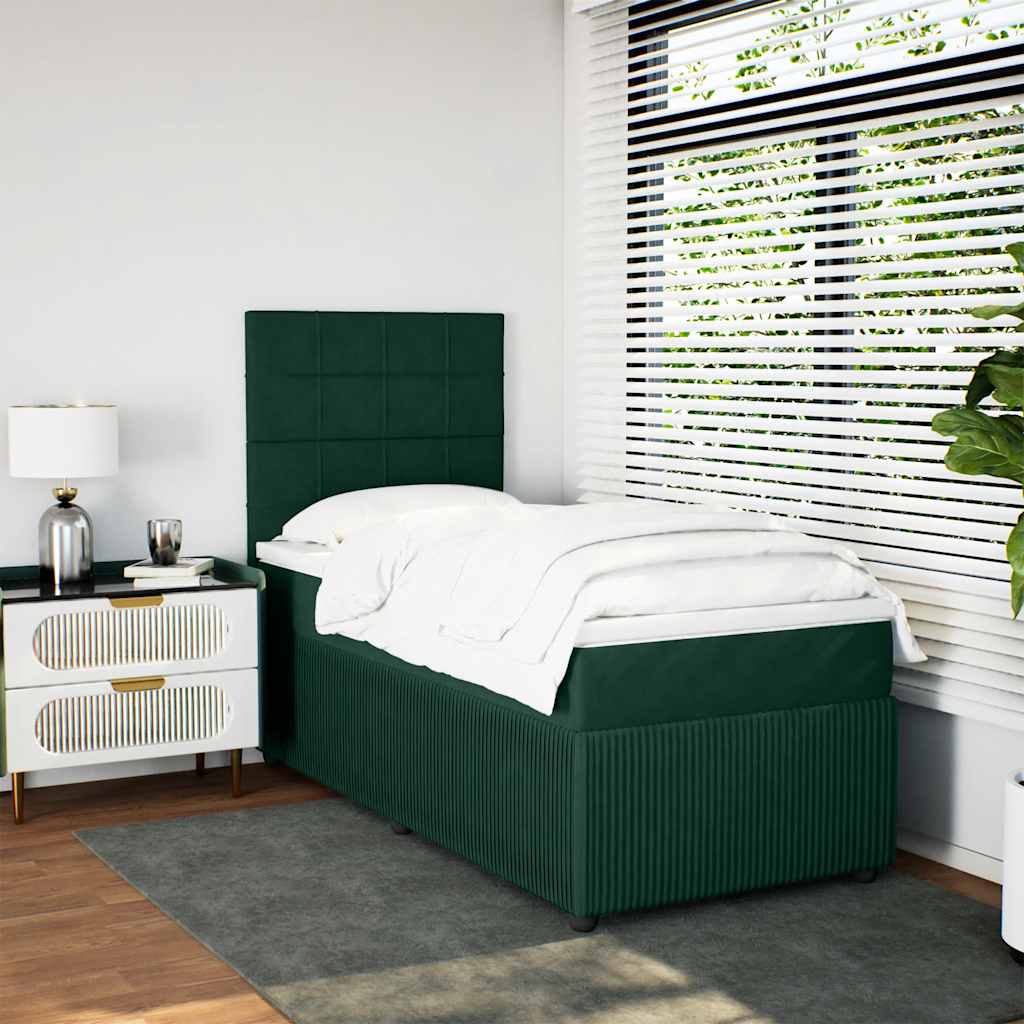 Box spring krevet s madracem tamnozeleni 100x200 cm baršunasti