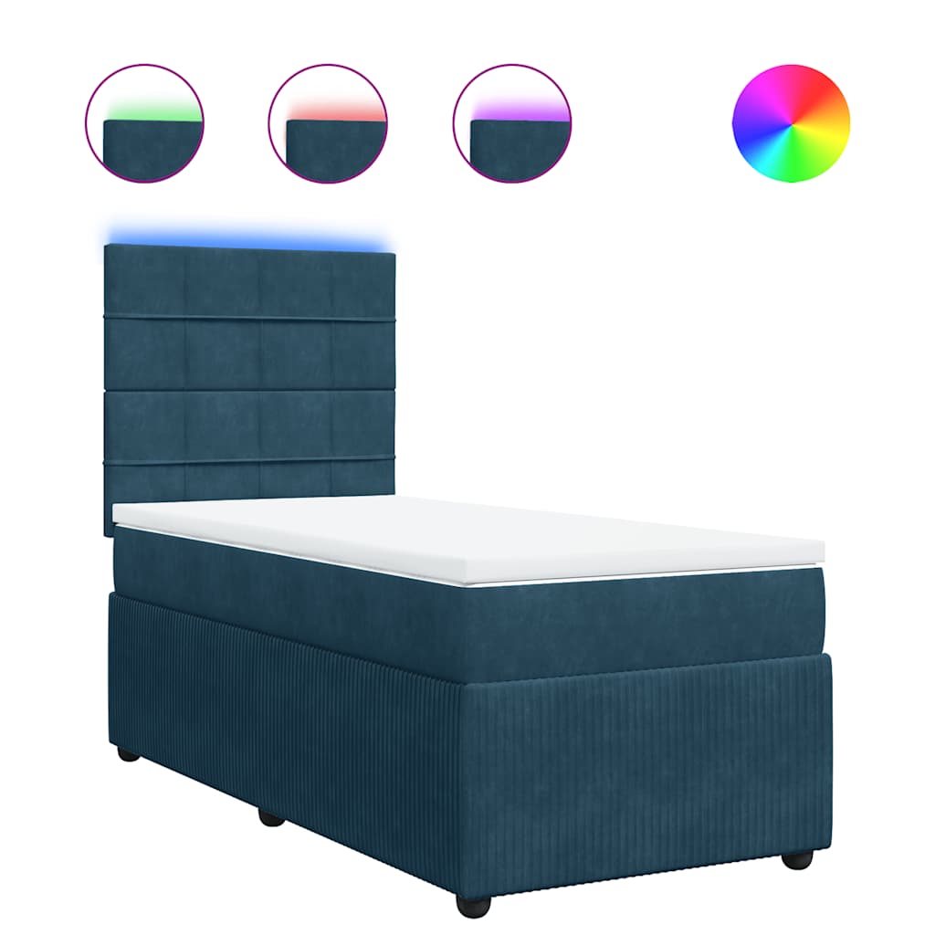 Box spring krevet s madracem plavi 100x200 cm baršunasti