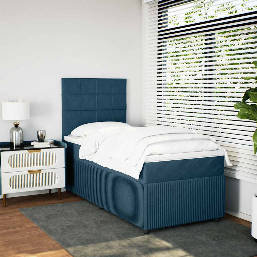 Box spring krevet s madracem plavi 100x200 cm baršunasti