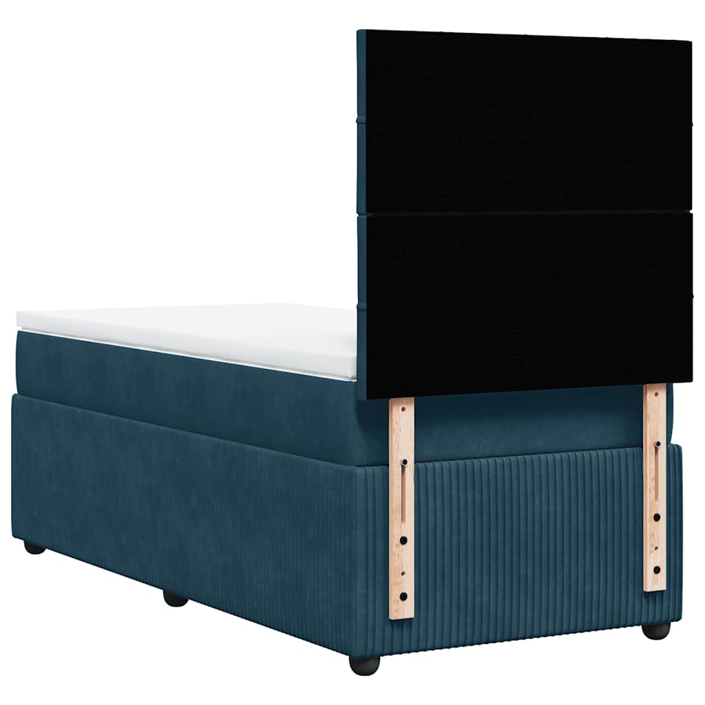 Box spring krevet s madracem plavi 100x200 cm baršunasti