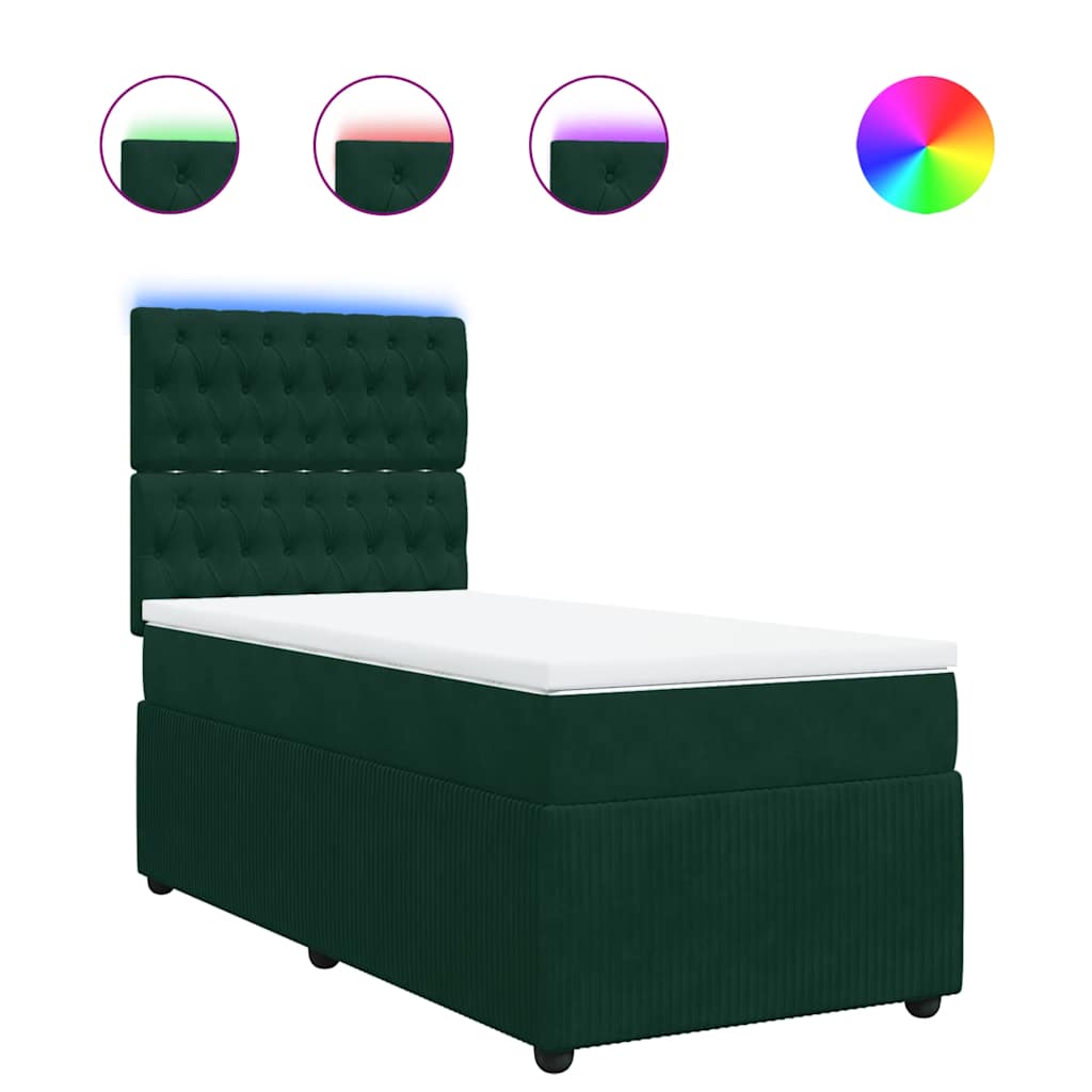 Box spring krevet s madracem tamnozeleni 100x200 cm baršunasti