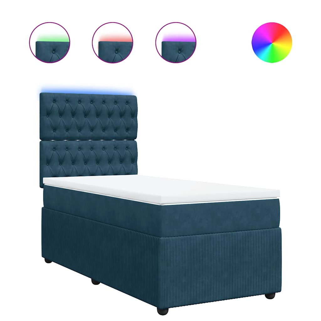 Box spring krevet s madracem plavi 100x200 cm baršunasti