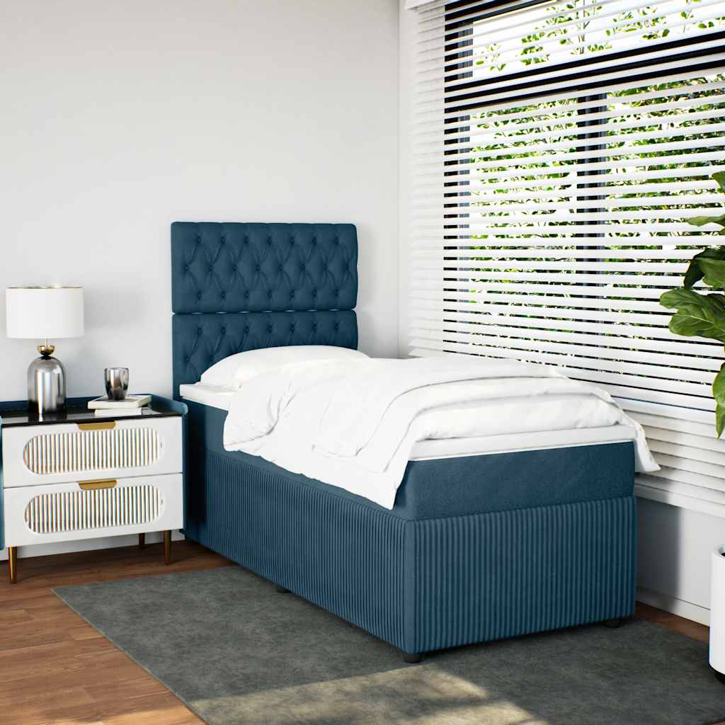 Box spring krevet s madracem plavi 100x200 cm baršunasti
