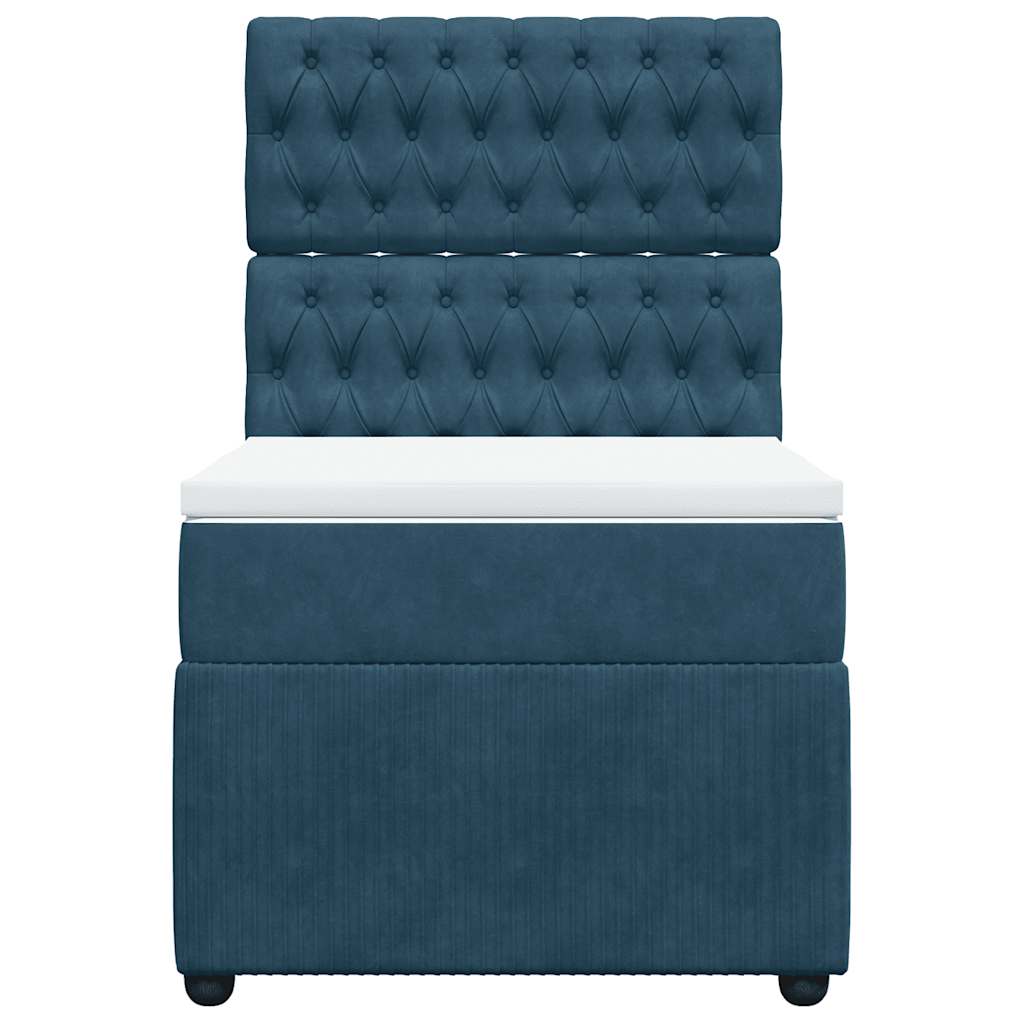 Box spring krevet s madracem plavi 100x200 cm baršunasti