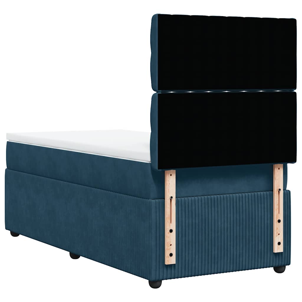 Box spring krevet s madracem plavi 100x200 cm baršunasti