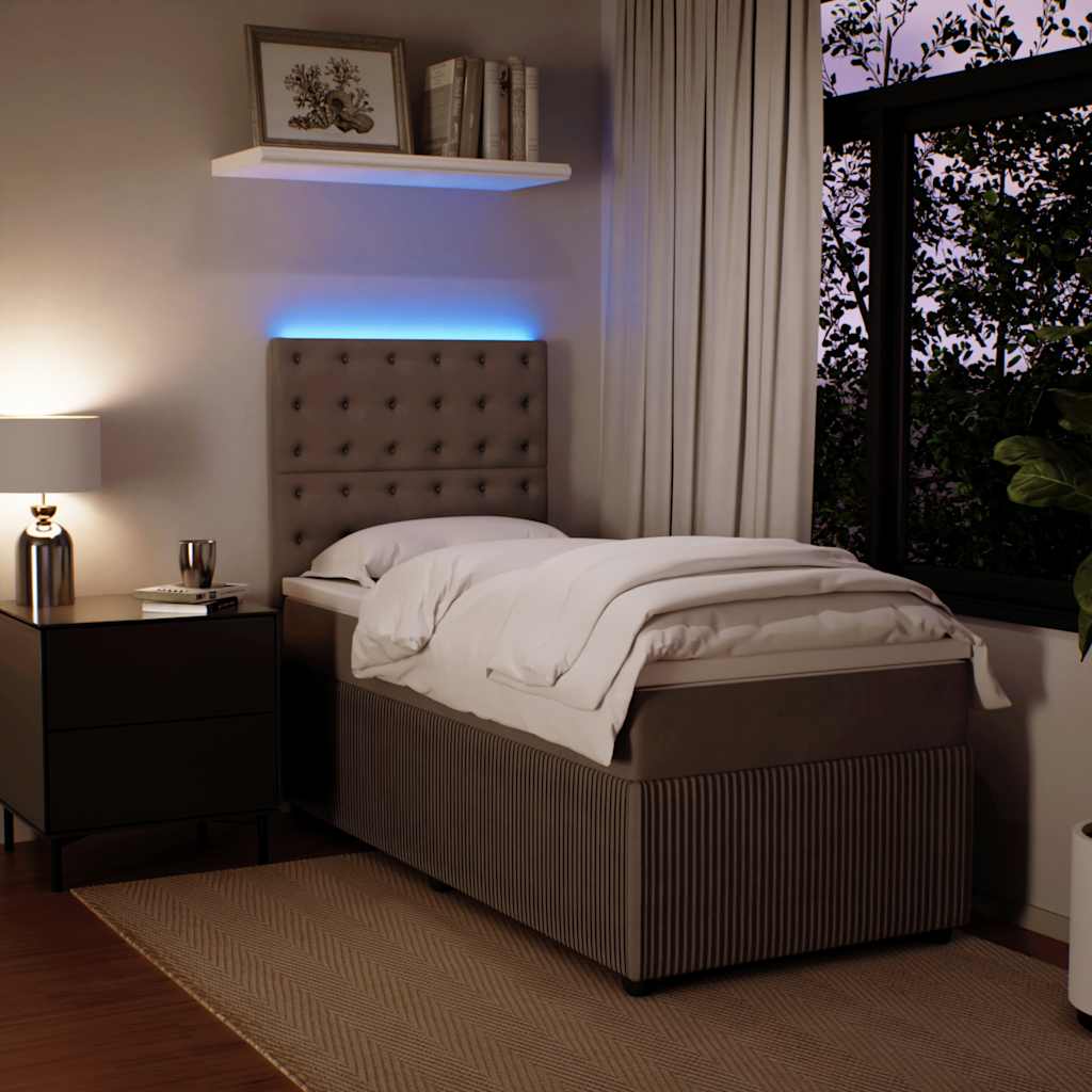 Box spring krevet s madracem svjetlosivi 100x200 cm baršunasti