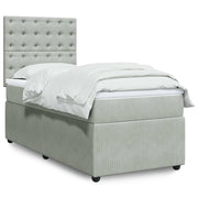 Box spring krevet s madracem svjetlosivi 100x200 cm baršunasti