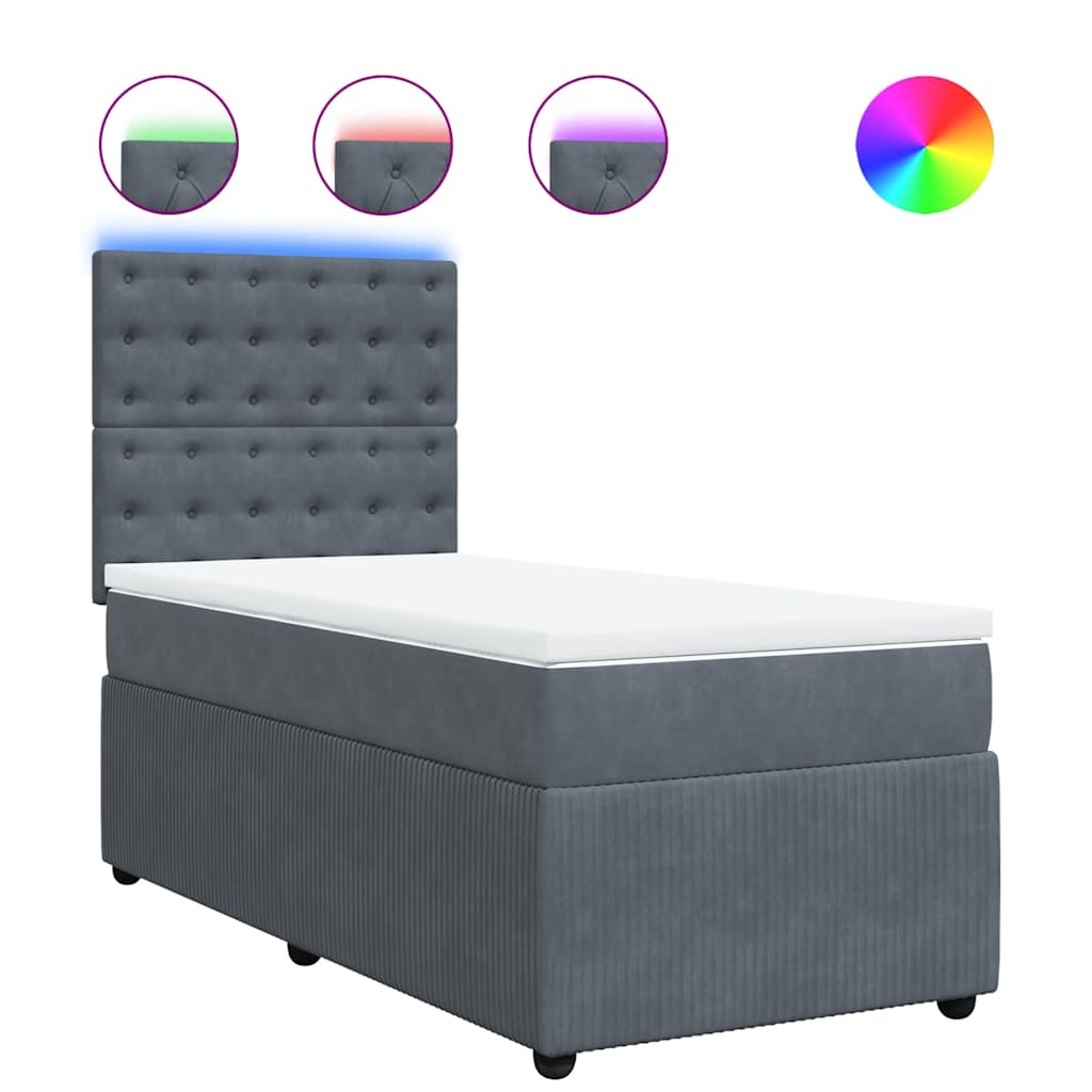 Box spring krevet s madracem tamnosivi 100x200 cm baršunasti