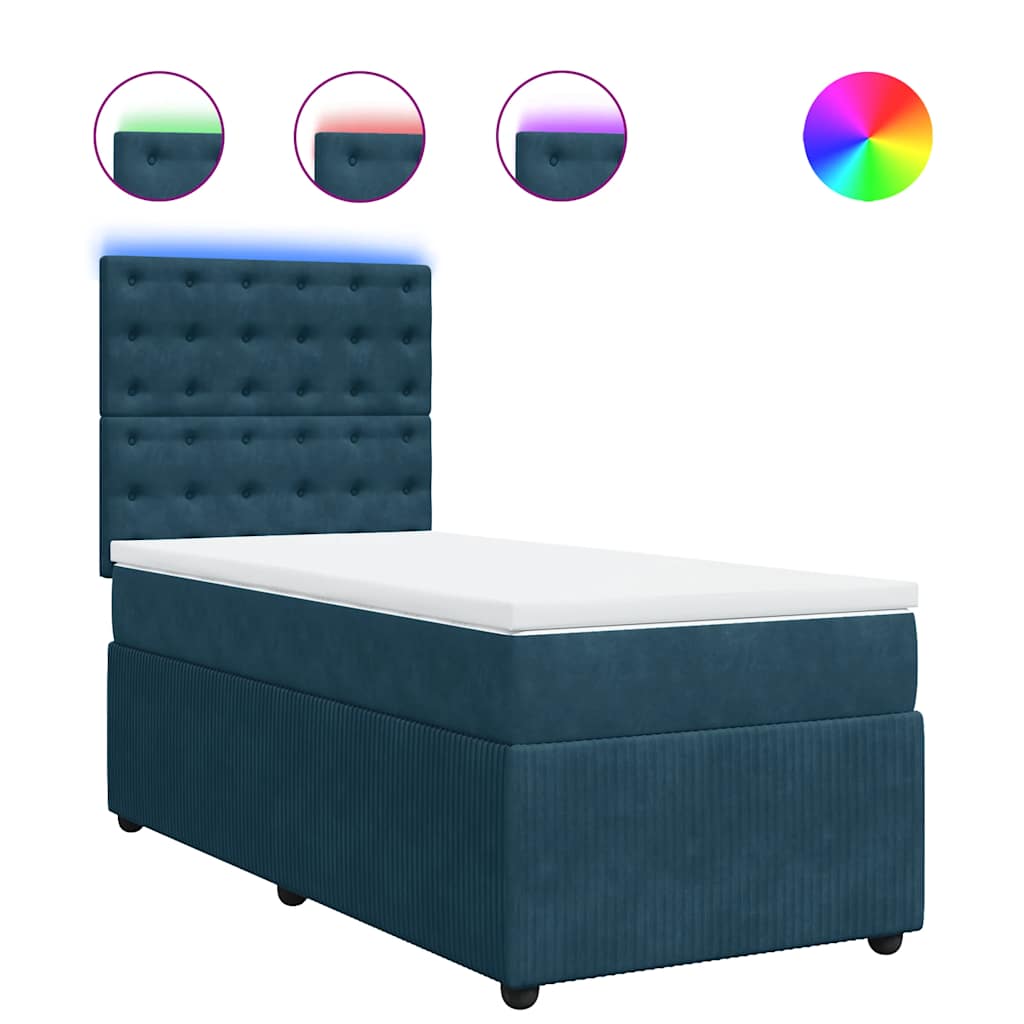 Box spring krevet s madracem plavi 100x200 cm baršunasti