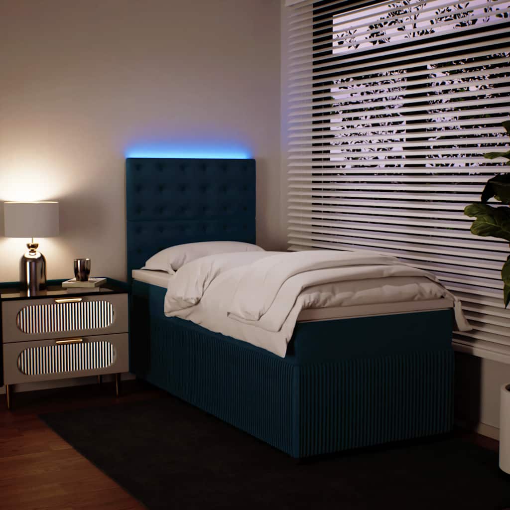 Box spring krevet s madracem plavi 100x200 cm baršunasti