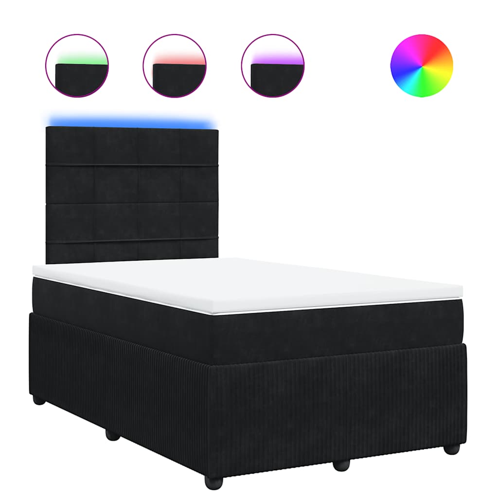 Krevet box spring s madracem crni 120 x 190 cm baršunasti