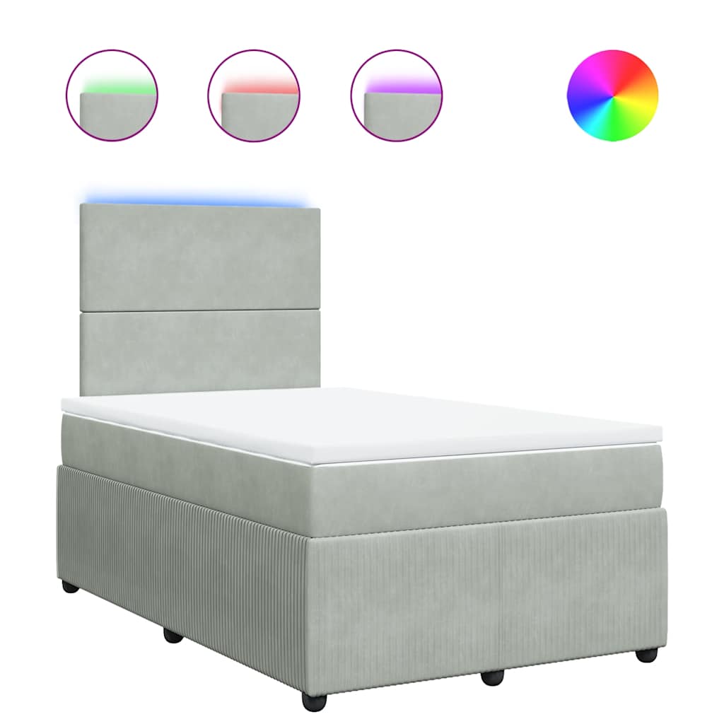 Box spring krevet s madracem svjetlosivi 120x200 cm baršunasti