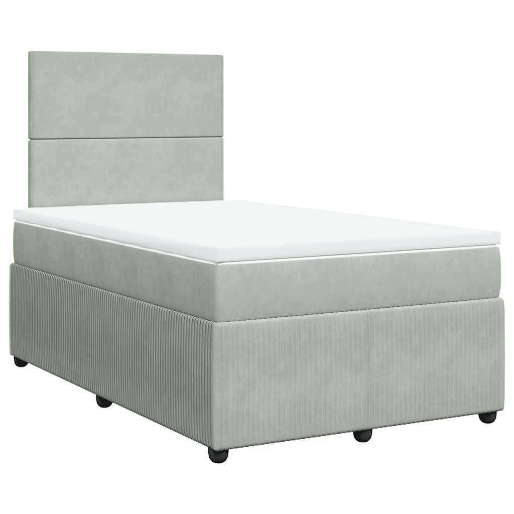 Box spring krevet s madracem svjetlosivi 120x200 cm baršunasti