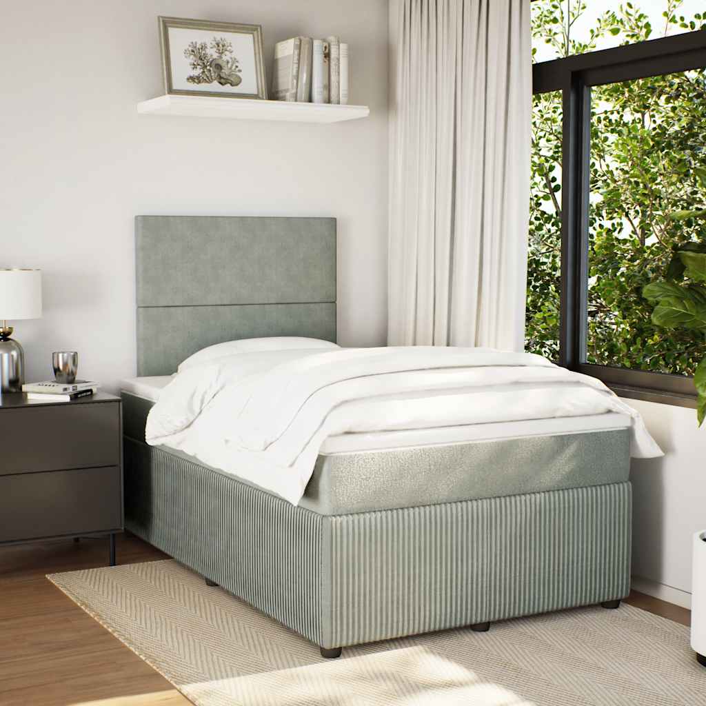 Box spring krevet s madracem svjetlosivi 120x200 cm baršunasti