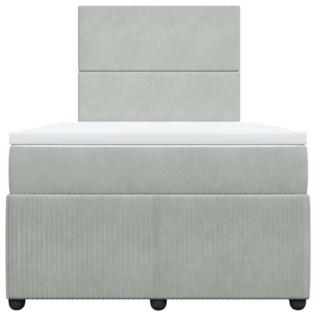 Box spring krevet s madracem svjetlosivi 120x200 cm baršunasti