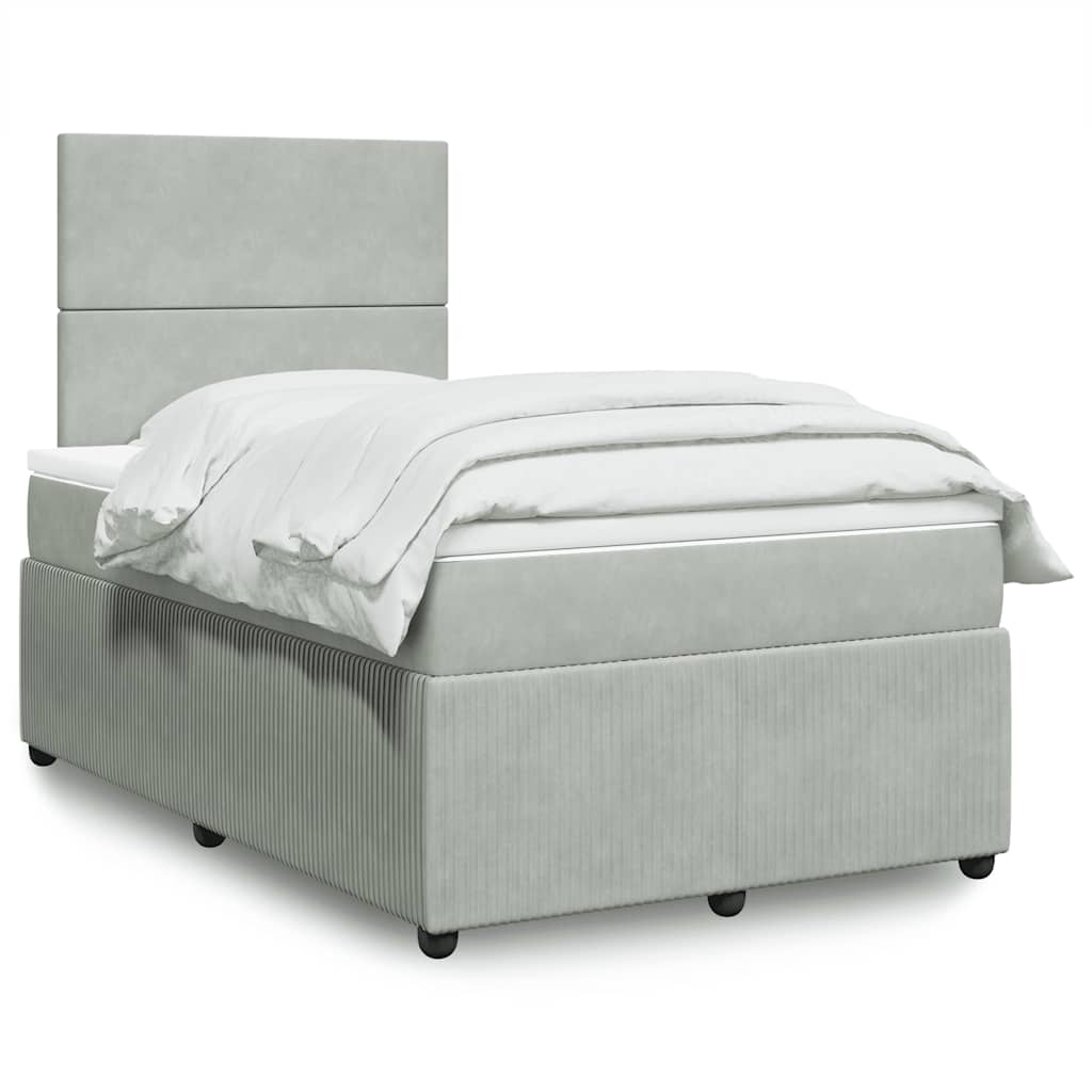 Box spring krevet s madracem svjetlosivi 120x200 cm baršunasti