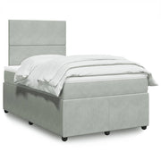 Box spring krevet s madracem svjetlosivi 120x200 cm baršunasti