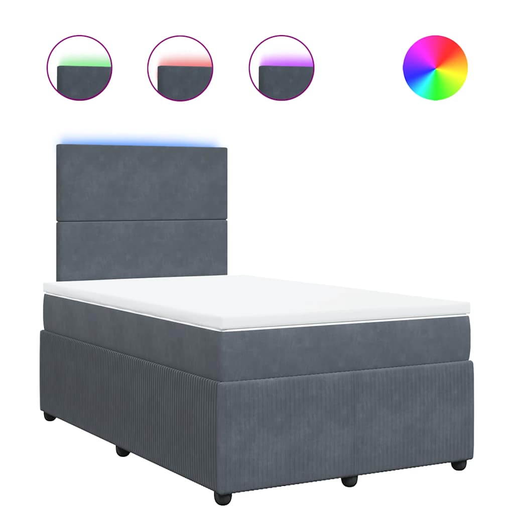 Box spring krevet s madracem tamnosivi 120 x 200 cm baršunasti