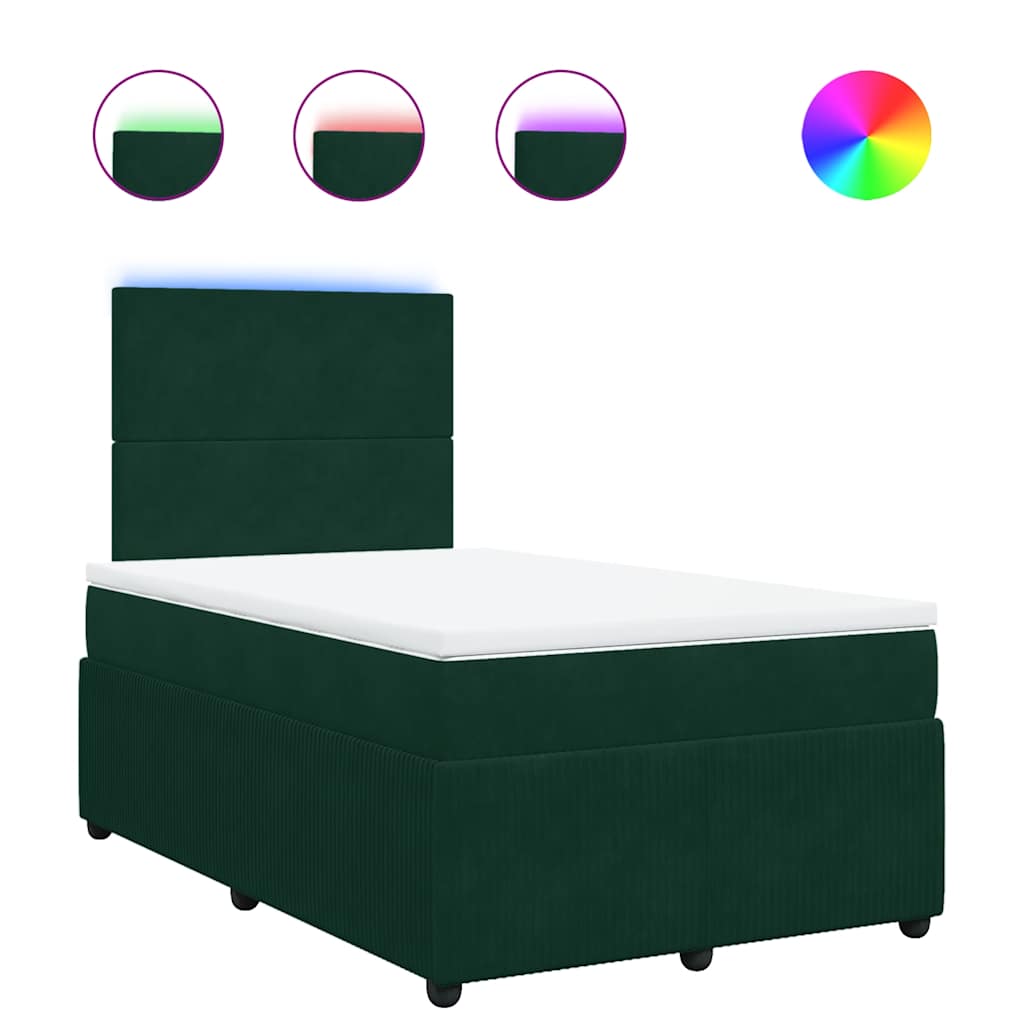 Box spring krevet s madracem tamnozeleni 120x200 cm baršunasti