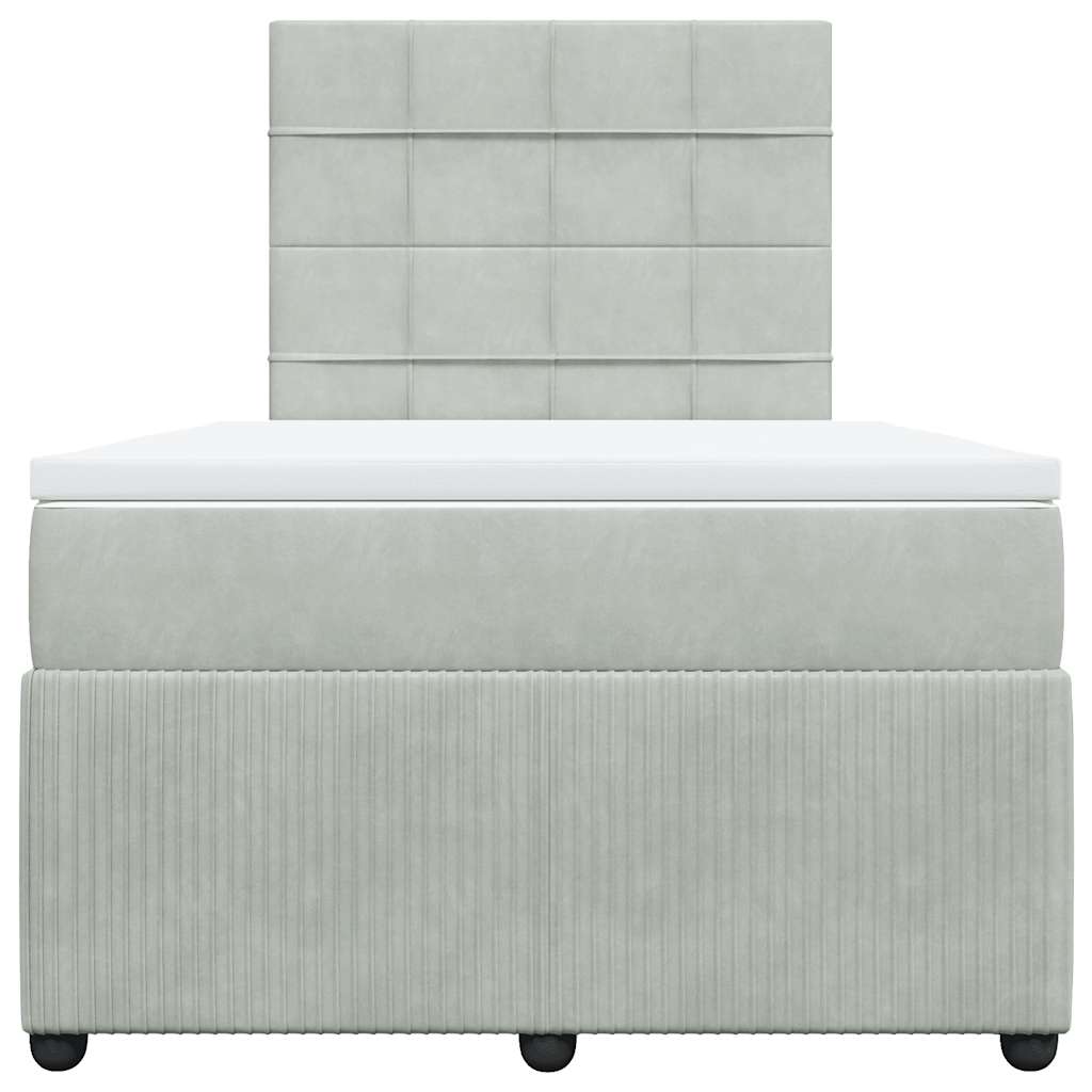 Box spring krevet s madracem svjetlosivi 120x200 cm baršunasti