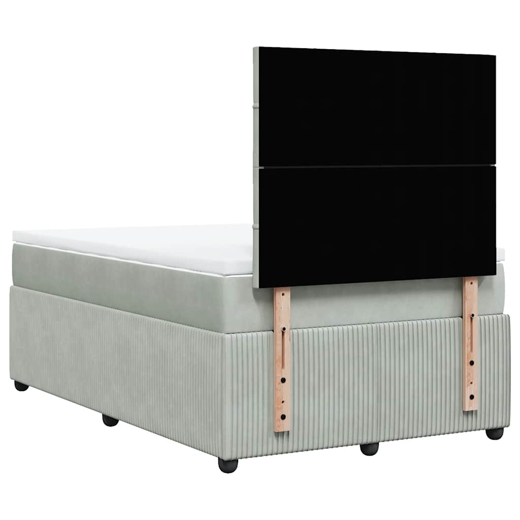 Box spring krevet s madracem svjetlosivi 120x200 cm baršunasti