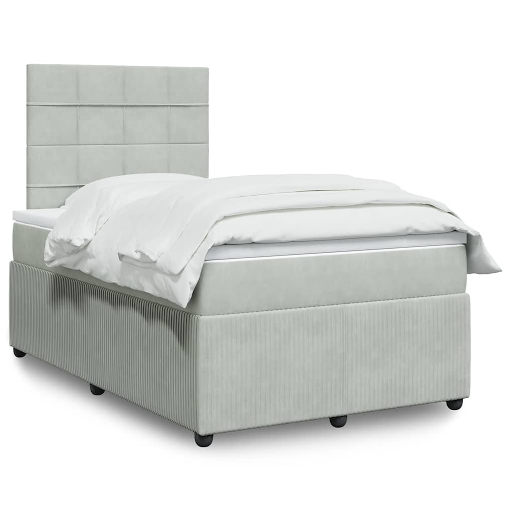 Box spring krevet s madracem svjetlosivi 120x200 cm baršunasti