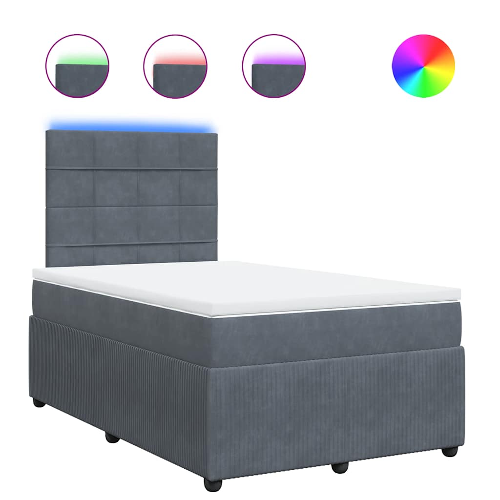 Box spring krevet s madracem tamnosivi 120 x 200 cm baršunasti