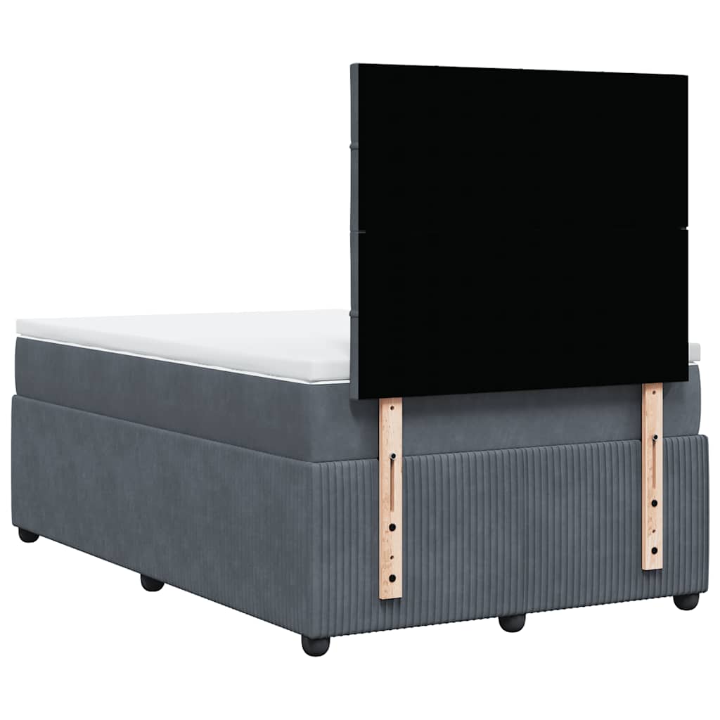 Box spring krevet s madracem tamnosivi 120 x 200 cm baršunasti