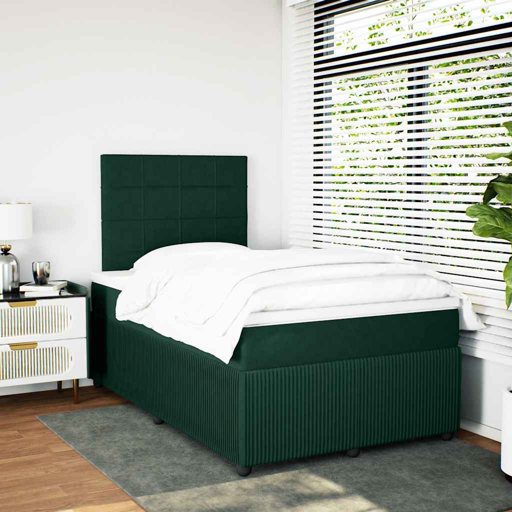 Box spring krevet s madracem tamnozeleni 120x200 cm baršunasti