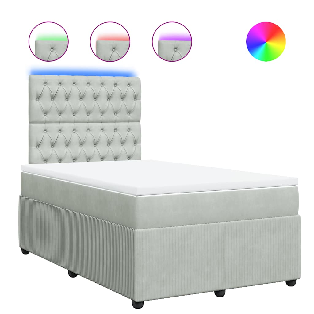 Box spring krevet s madracem svjetlosivi 120x200 cm baršunasti