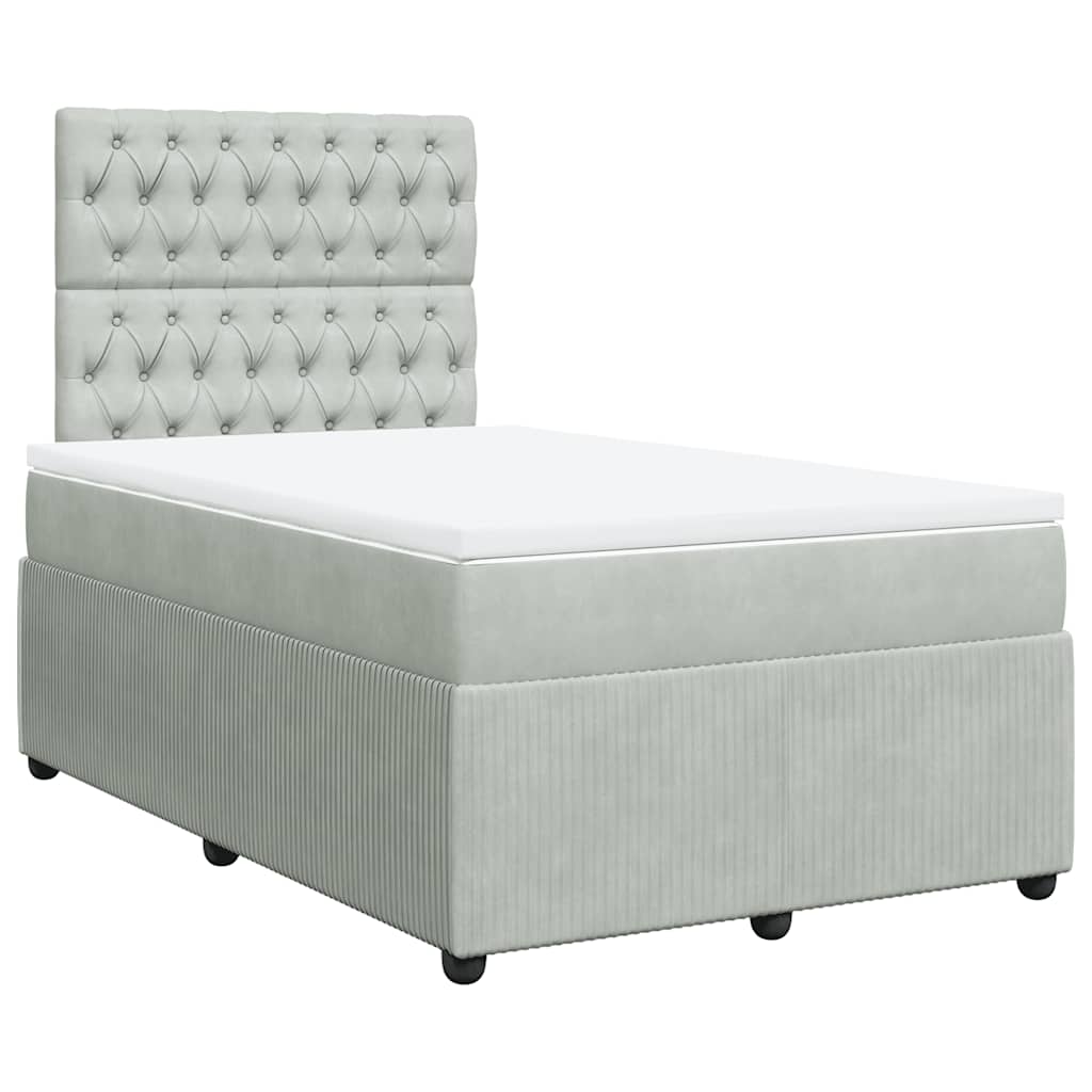 Box spring krevet s madracem svjetlosivi 120x200 cm baršunasti