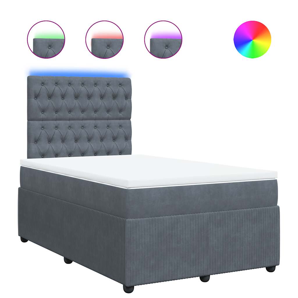Box spring krevet s madracem tamnosivi 120 x 200 cm baršunasti