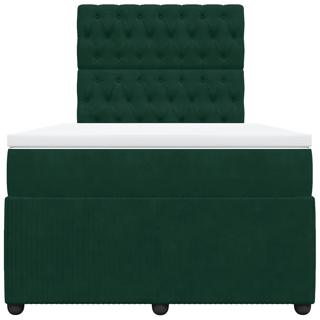 Box spring krevet s madracem tamnozeleni 120x200 cm baršunasti