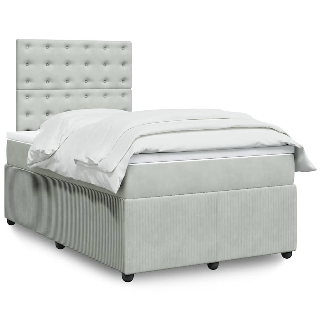 Box spring krevet s madracem svjetlosivi 120x200 cm baršunasti