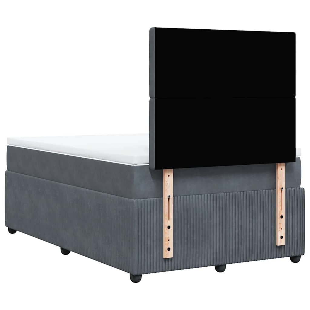 Box spring krevet s madracem tamnosivi 120 x 200 cm baršunasti