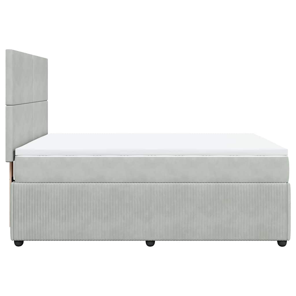 Krevet s oprugama i madracem svjetlosivi 140x190 cm baršunasti