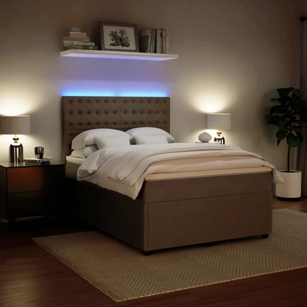 Krevet s oprugama i madracem svjetlosivi 140x190 cm baršunasti