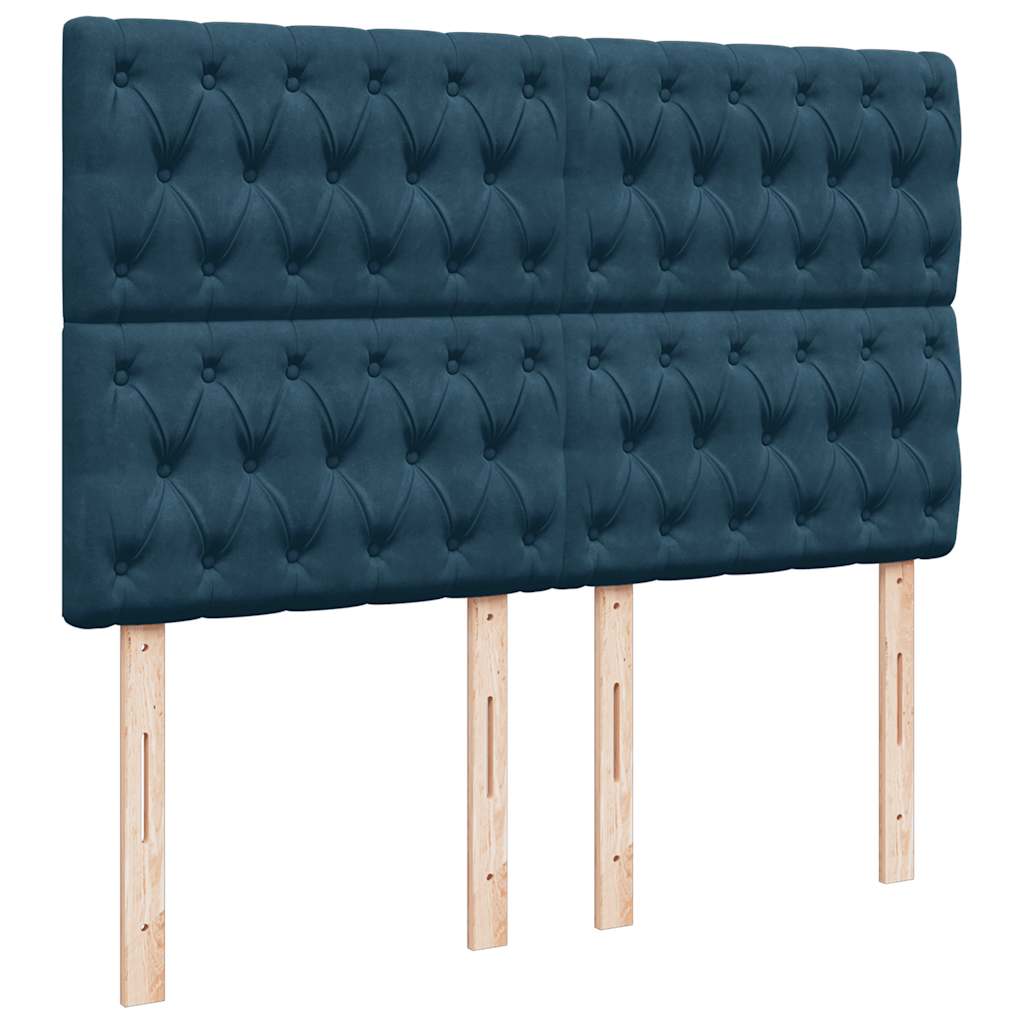 Krevet s oprugama i madracem plavi 140x200 cm baršunasti