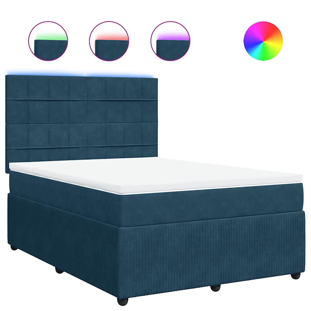 Krevet box spring s madracem plavi 160 x 200 cm baršunasti