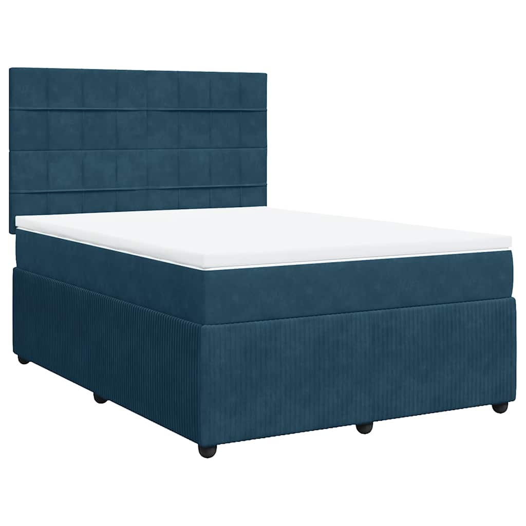 Krevet box spring s madracem plavi 160 x 200 cm baršunasti