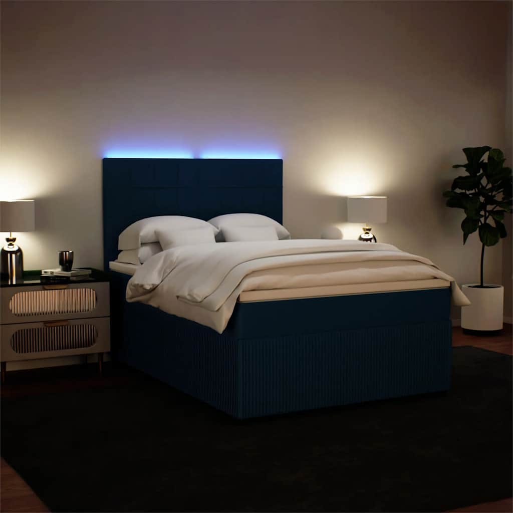 Krevet box spring s madracem plavi 160 x 200 cm baršunasti