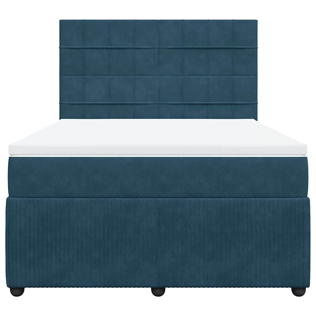 Krevet box spring s madracem plavi 160 x 200 cm baršunasti