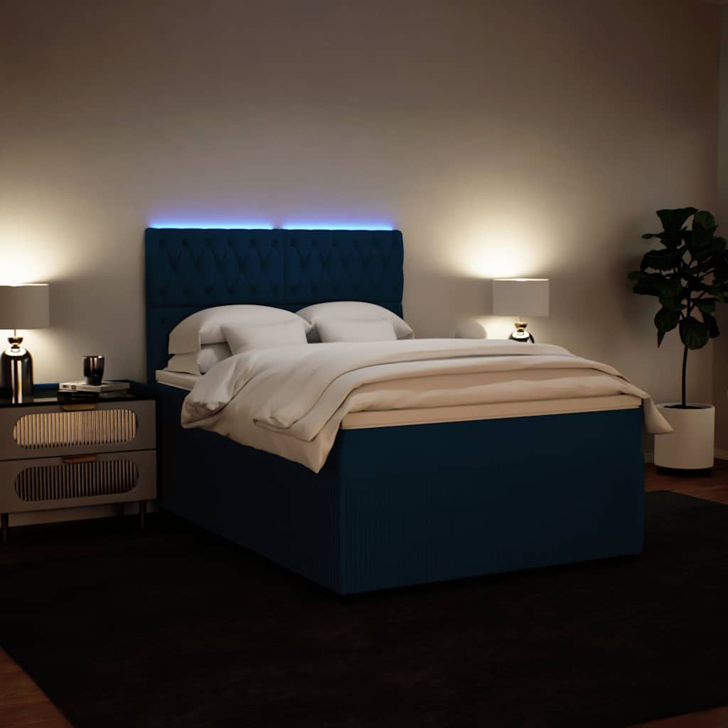 Krevet box spring s madracem plavi 160 x 200 cm baršunasti