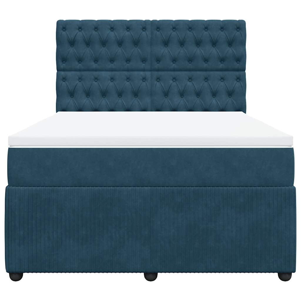 Krevet box spring s madracem plavi 160 x 200 cm baršunasti
