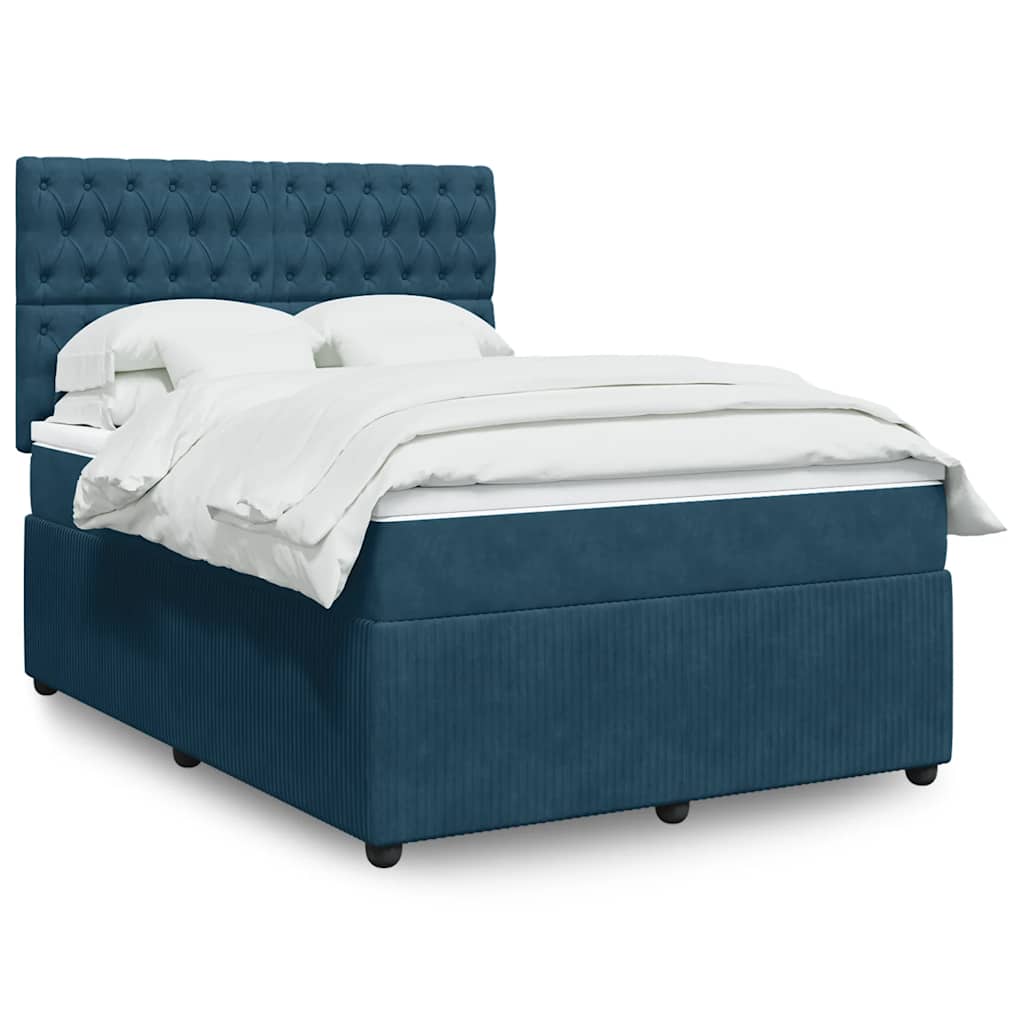 Krevet box spring s madracem plavi 160 x 200 cm baršunasti
